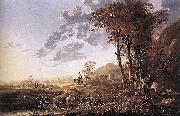 Aelbert Cuyp Evening Landscape with Horsemen and Shepherds painting